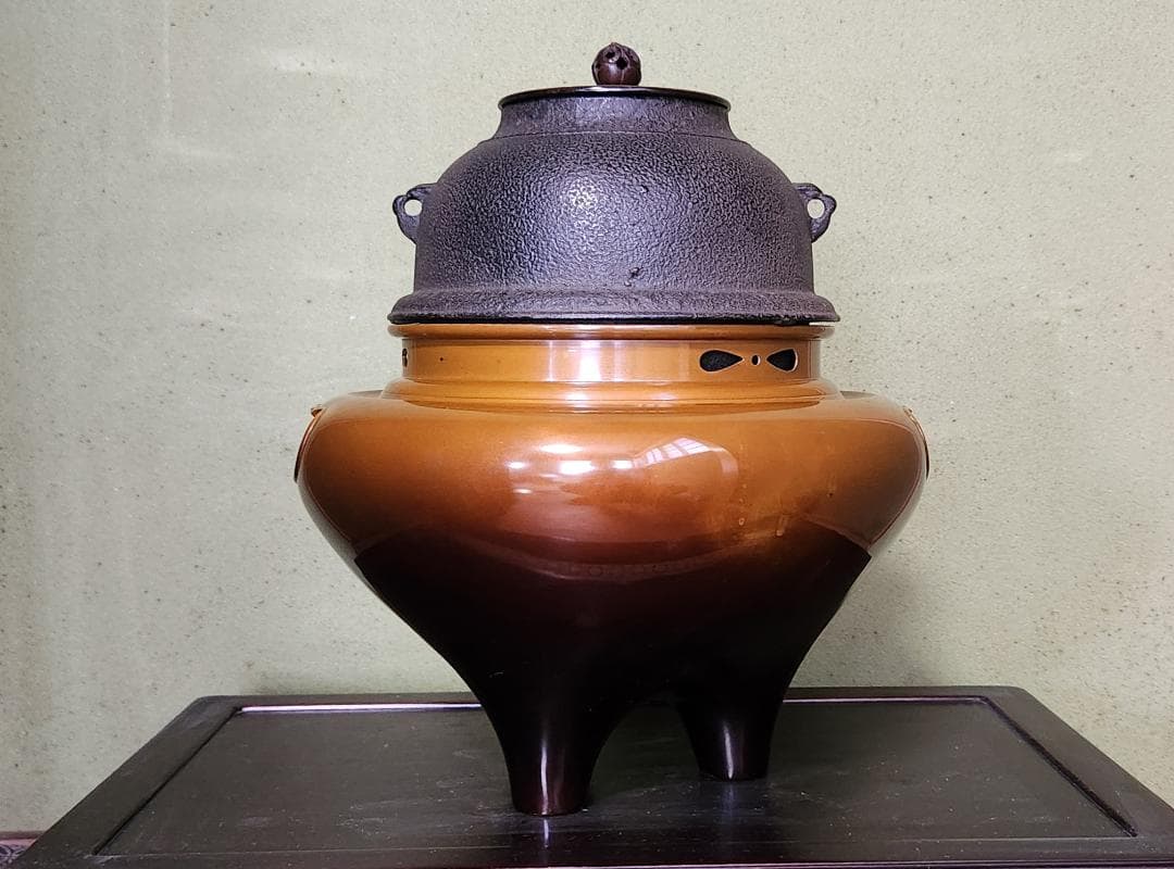 宣徳朝鮮風呂釜　浄雲作　専用木箱付き