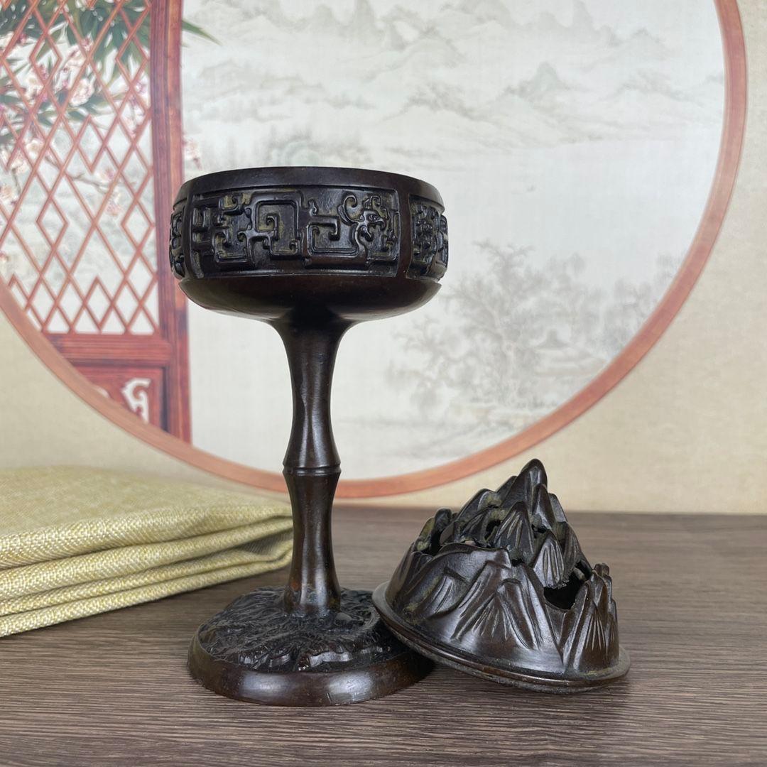 銅製 香炉 盤竜博山炉 茶道具 香道具 装飾品 工芸品 置物