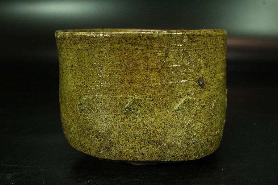 茶道具 古信楽 筒茶碗 釜印 時代箱(K-A219)