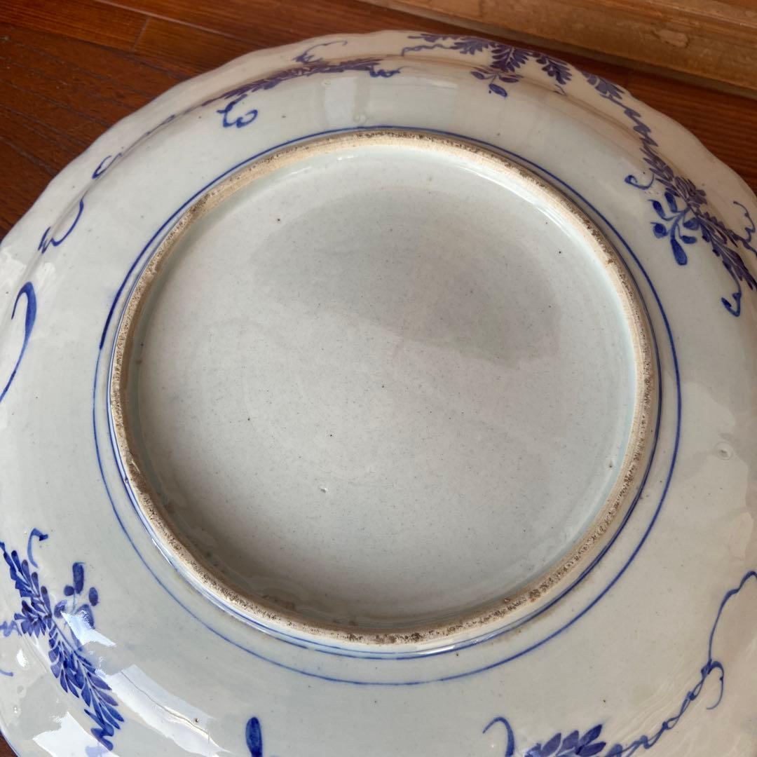古伊万里染付松林山水人物図大皿