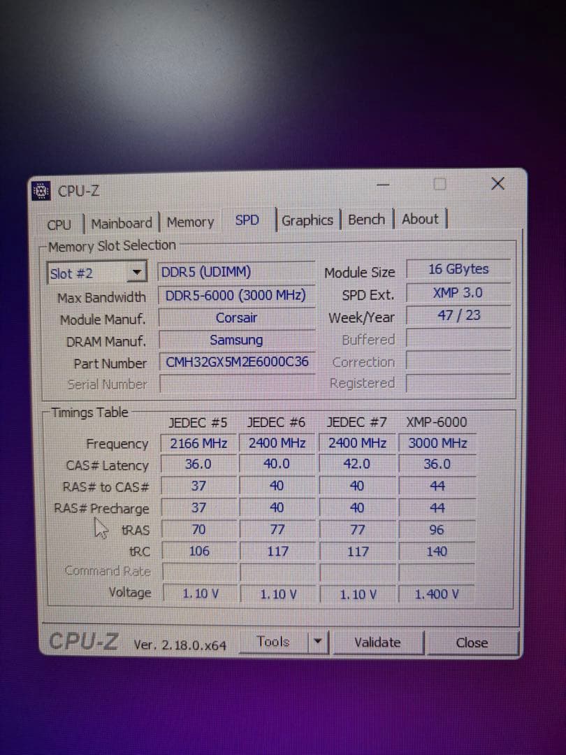 Corsair DDR5 32GB(16GB×2) 6000MHz メモリ