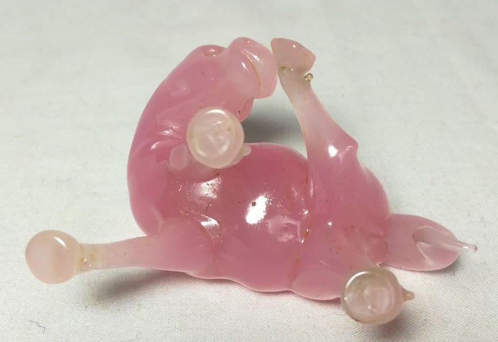 ピンククォーツ　水晶　馬　台座付　置物