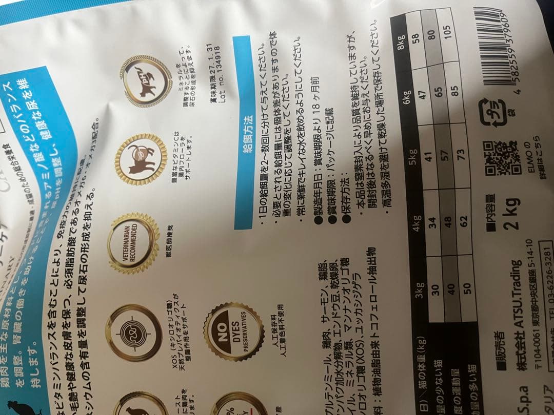 キャットフード　ELMO 成猫用　ユリナリーケア　2kg×3 400g×2