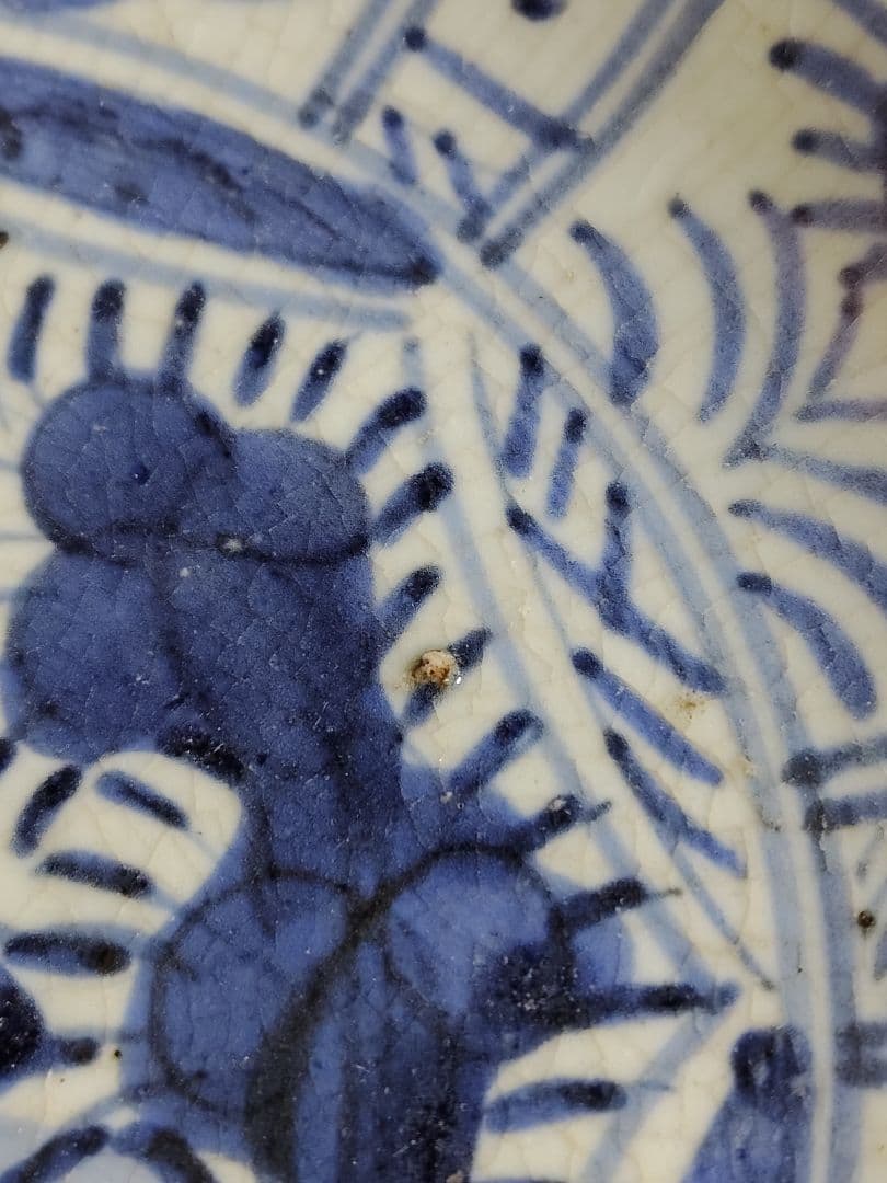 古伊万里 芙蓉手 皿 古染付写し コオロギ草花文 骨董品