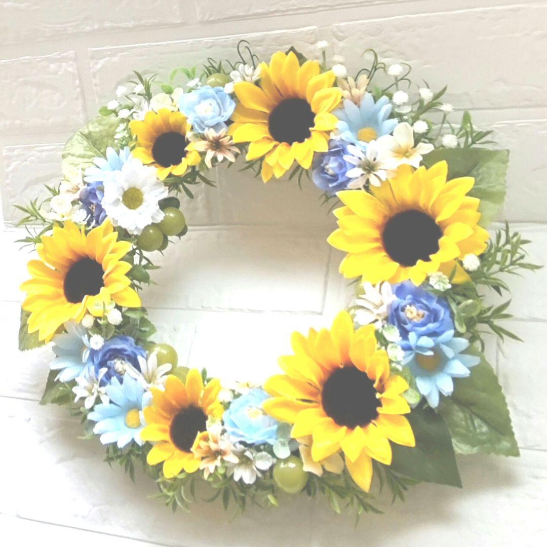 ✤ ✤ 大きめ ♬ ひまわり造花リース  35cm  ✤ ✤