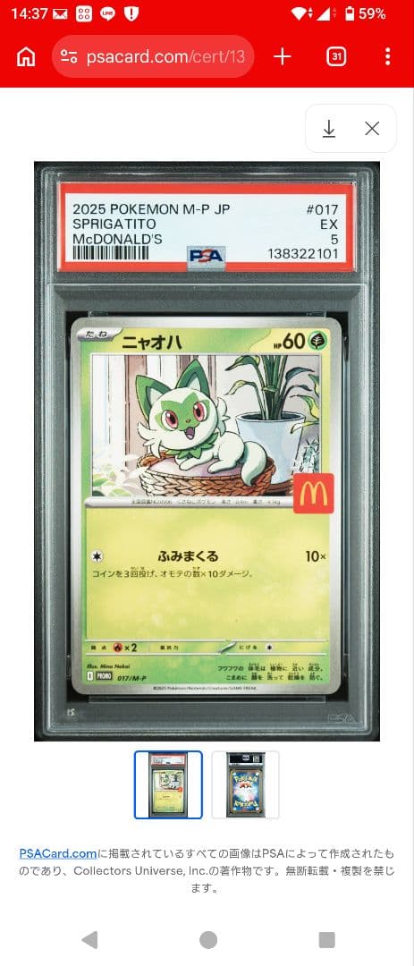 【マクドナルドプロモ ニャオハ PSA5リオル PSA3セット】