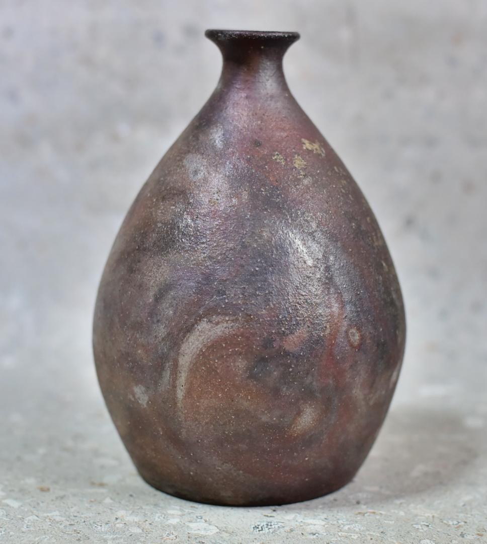 丹波焼らっきょう型置き花入　克明造【極上品】お茶道具／共箱