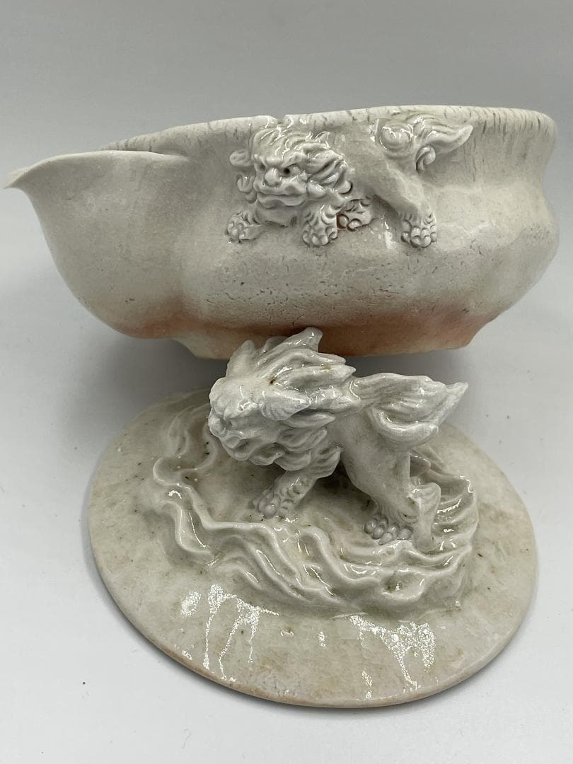 備前焼　白備前　獅子宝瓶
