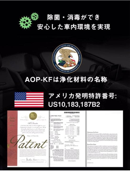 車載用 空気清浄機 除菌 消臭  【AOP-KF特許取得済みの浄化材料】花粉対策
