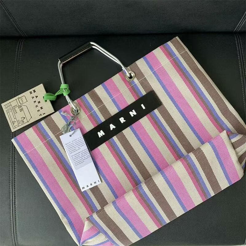 未使用MARNI MARKET マルニ フラワーカフェ ストライプ トートバッグ