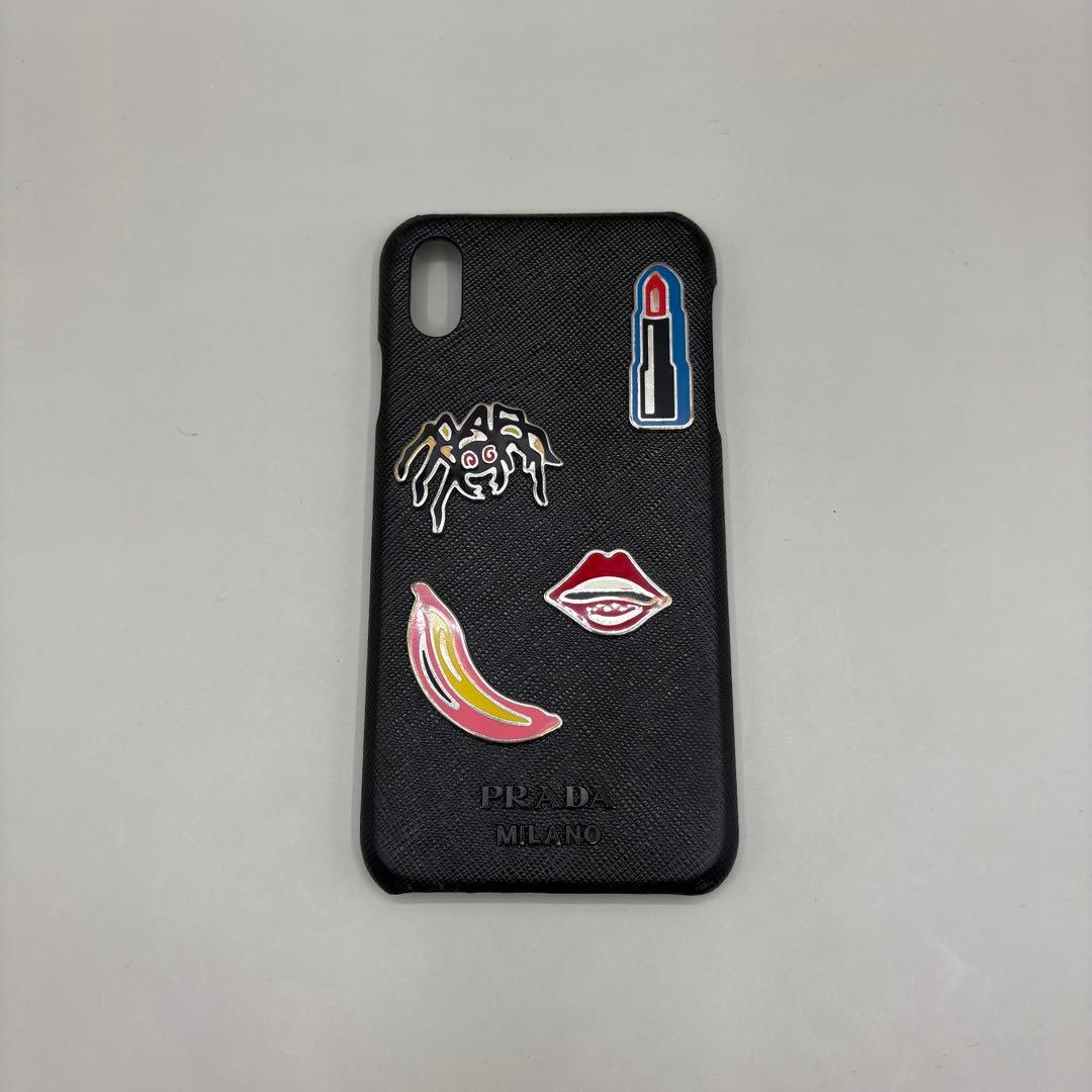 希少✨️PRADA iPhoneケース 蜘蛛 リップ サフィアーノレザー 黒