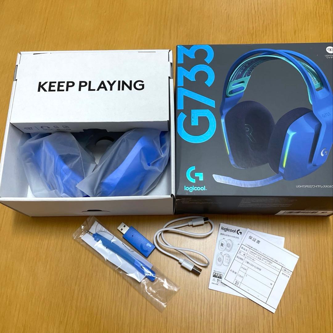 美品 ブルーLogicool G733 ゲーミングヘッドセット　ワイヤレス