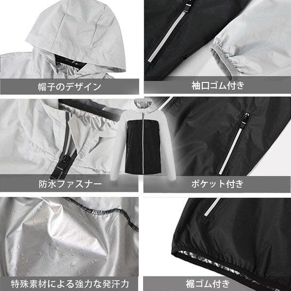 サウナスーツ メンズ レディース 2点セット ダイエット 発汗 痩せ 男女兼用