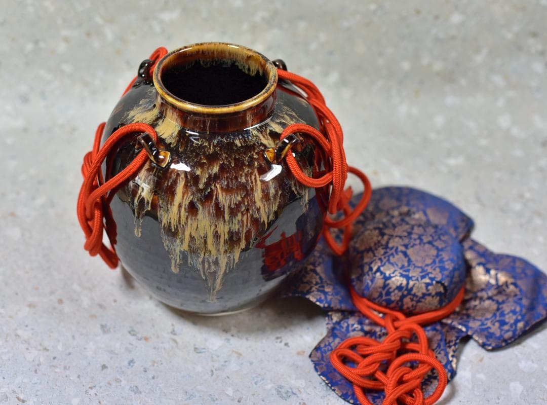 値下げ、天目茶壺、飾り茶壺　定一作【極上品】　お茶道具/共箱