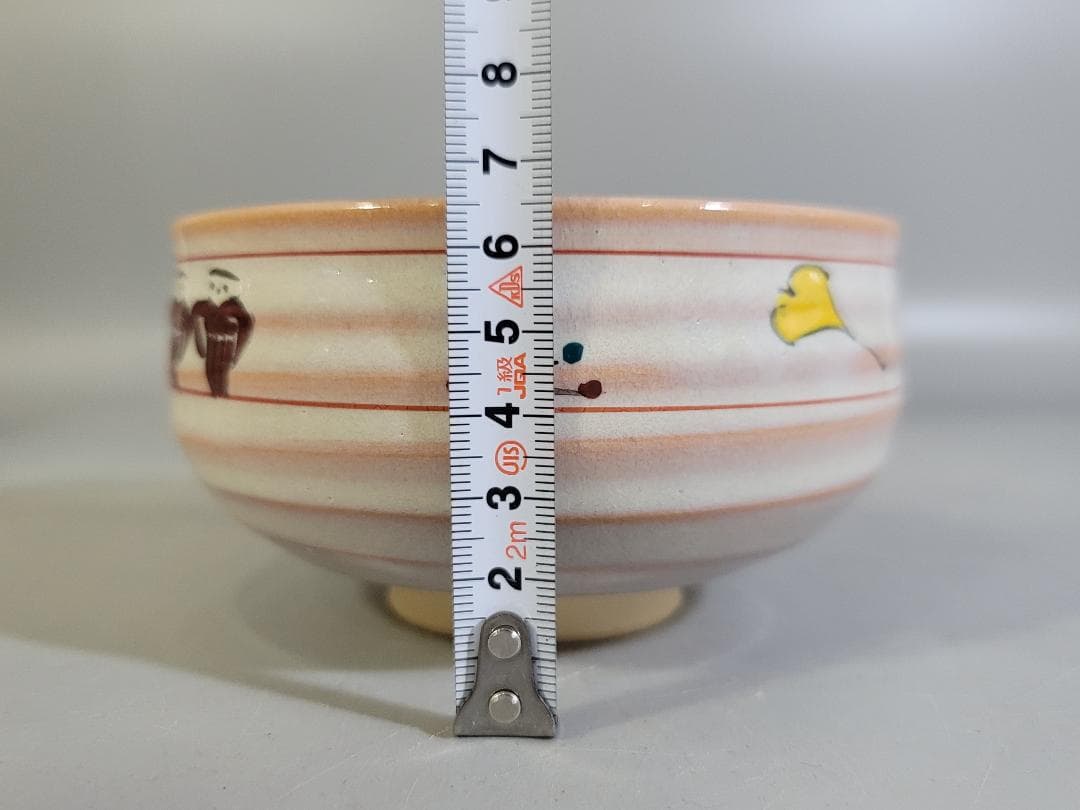 茶道具 奈良 赤膚焼 人形絵 茶碗 未使用 A541