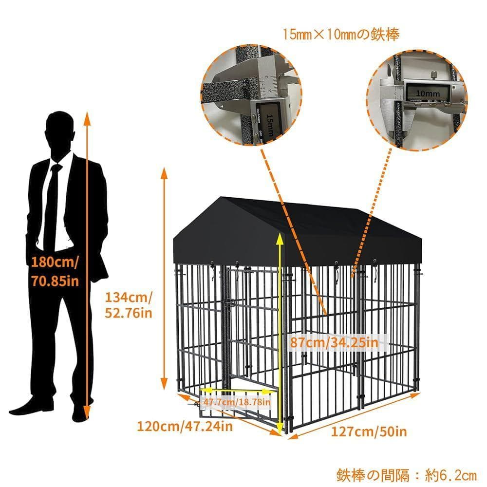 BingoPaw 扉付き 犬小屋 大型犬ケージ 屋根付きドッグハウス Lサイズ
