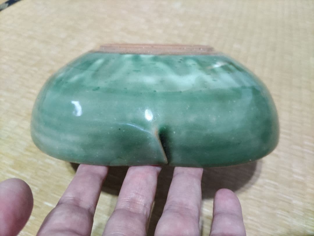ビンテージ　陶葊・陶あん　緑鮮やかな　鉢（21.5㎝）　紫陽花　無傷