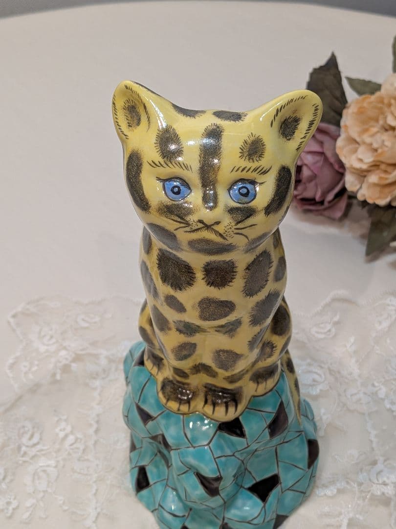 猫　虎　チーター　ねこ　CAT　置物　フィギュリン　昭和レトロ　ヴィンテージ