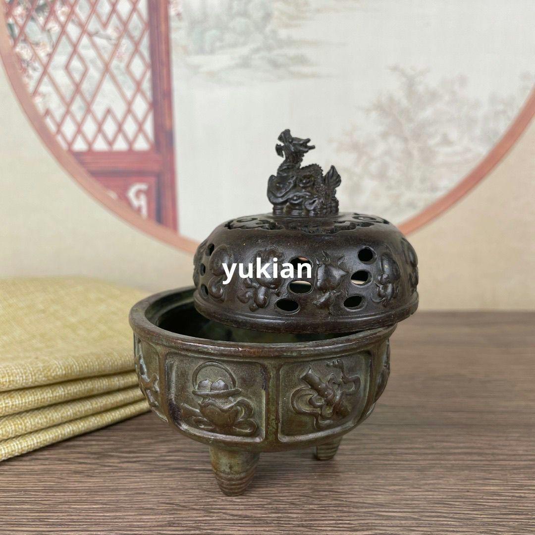 銅製 八宝香炉 香篆炉 竜香炉 香道具 装飾品 工芸品 美術品 置物