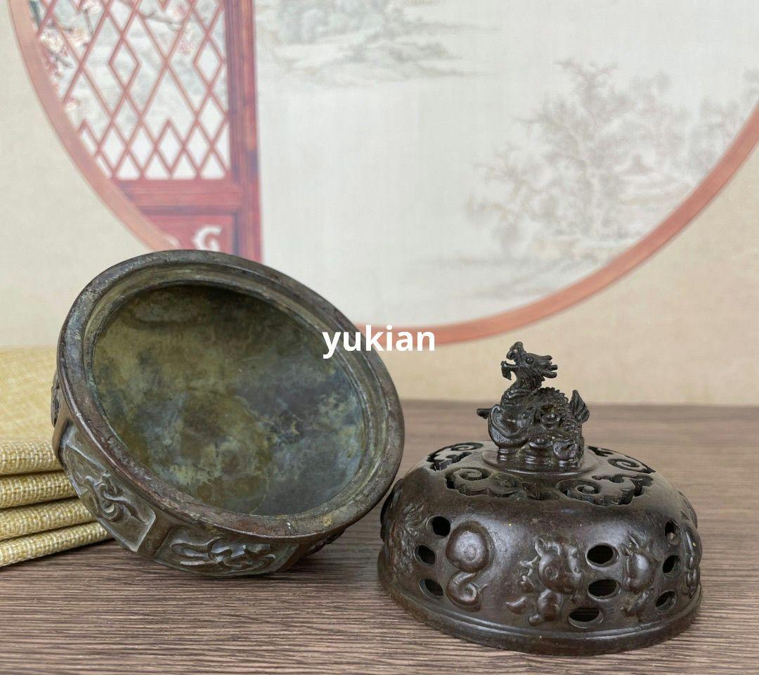 銅製 八宝香炉 香篆炉 竜香炉 香道具 装飾品 工芸品 美術品 置物