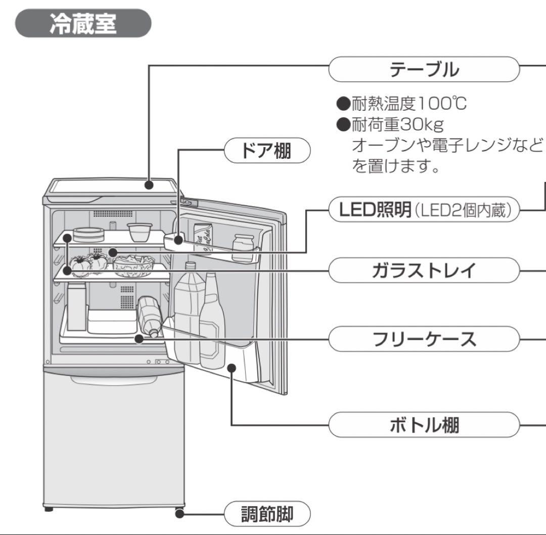 【中古】Panasonic ノンフロン冷凍冷蔵庫　NR-BW142C-K