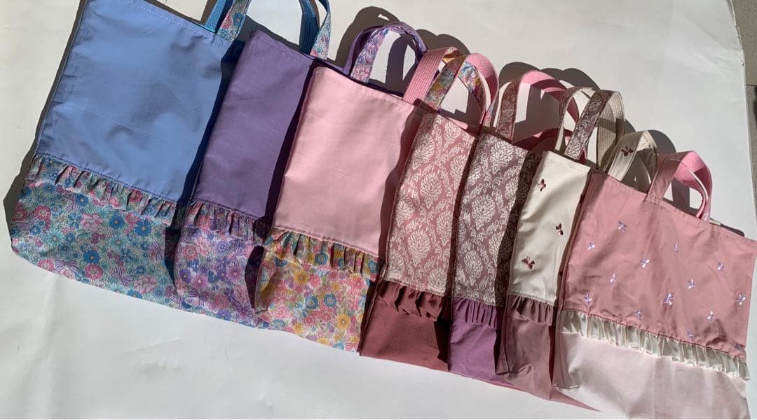 5点セット ピンク色 リボン刺繍 レッスンバッグ 上履き袋 体操服袋 入学