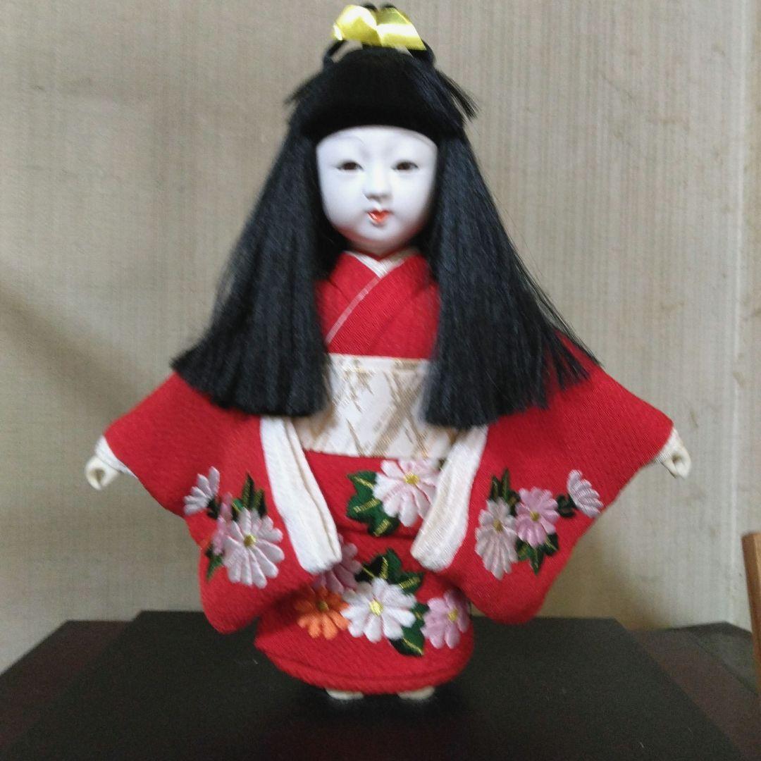 紫檀材ケース　京春人形　大峰作木目込み人形　（京人形）