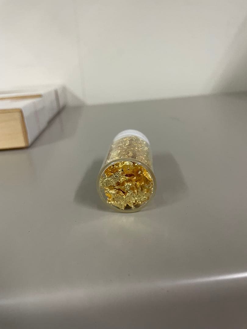 未開封 宝来 純金箔 K24 ガラス瓶入り 割箸竹 桐箱付き 食用 茶道具縁起物