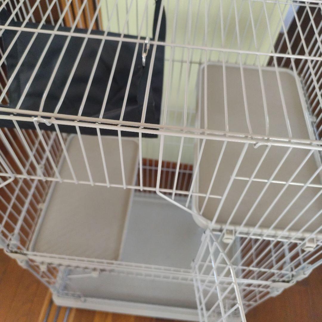 キャットケージ 2段式 グレー ハンモック付き