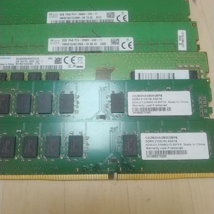 DDR4 メモリ PC4-2666他　8GB8枚、4GB8枚