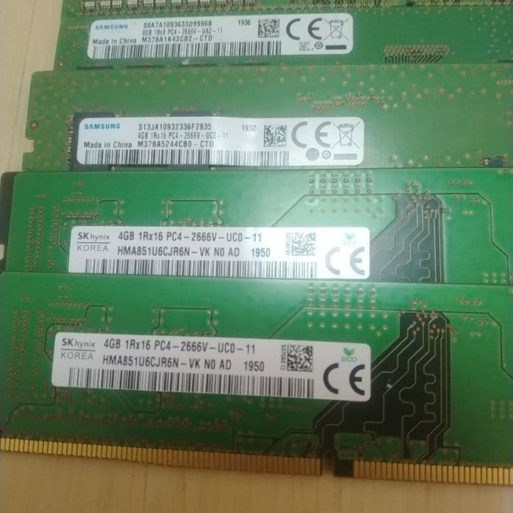 DDR4 メモリ PC4-2666他　8GB8枚、4GB8枚