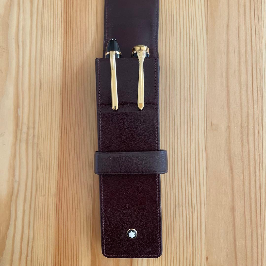 【希少】MONTBLANC モンブラン ペンケース 2本用 ボルドー 本革