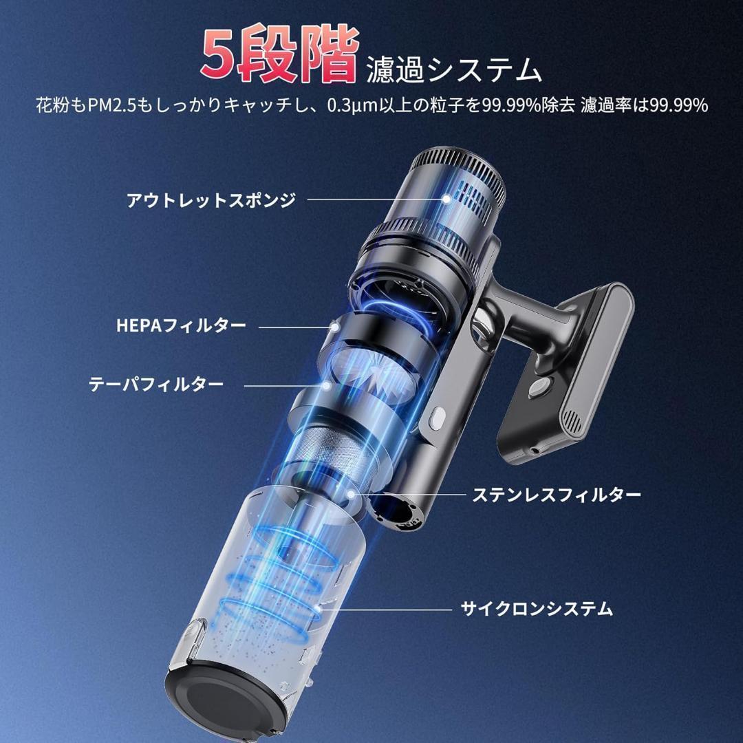 掃除機 コードレス 35000Pa 伸縮型 水拭き サイクロン 2WAY 着脱式