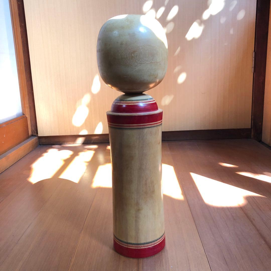 伝統的な花模様の木製こけし大 高さ約40㎝ 作家名 昭和初期