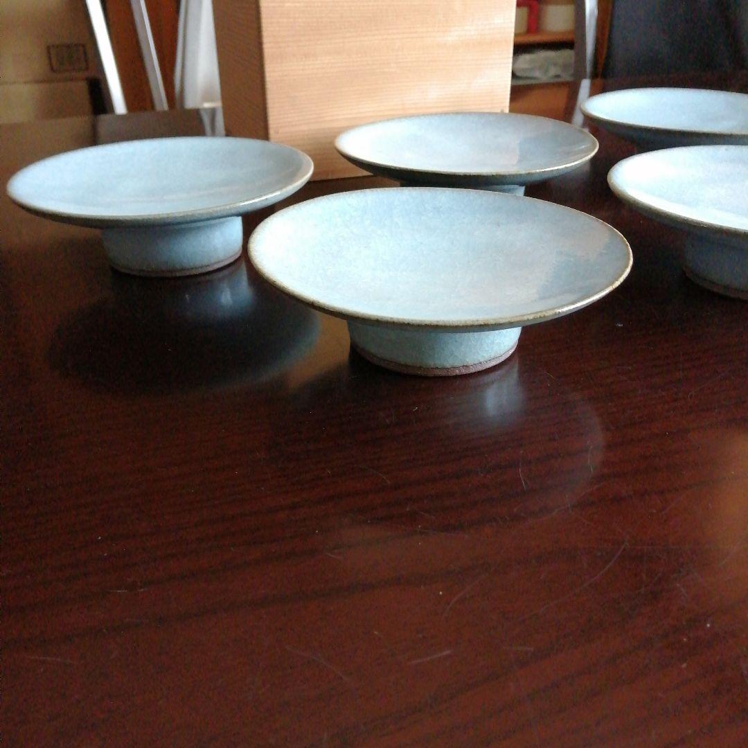 京焼　木村盛伸　釣窯釉高台皿　5枚　15cm