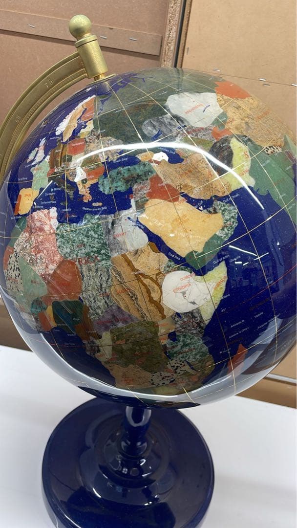 天然鉱石 世界地図 地球儀 高級インテリア 大型 天然石グローブ 重量感あ 希少