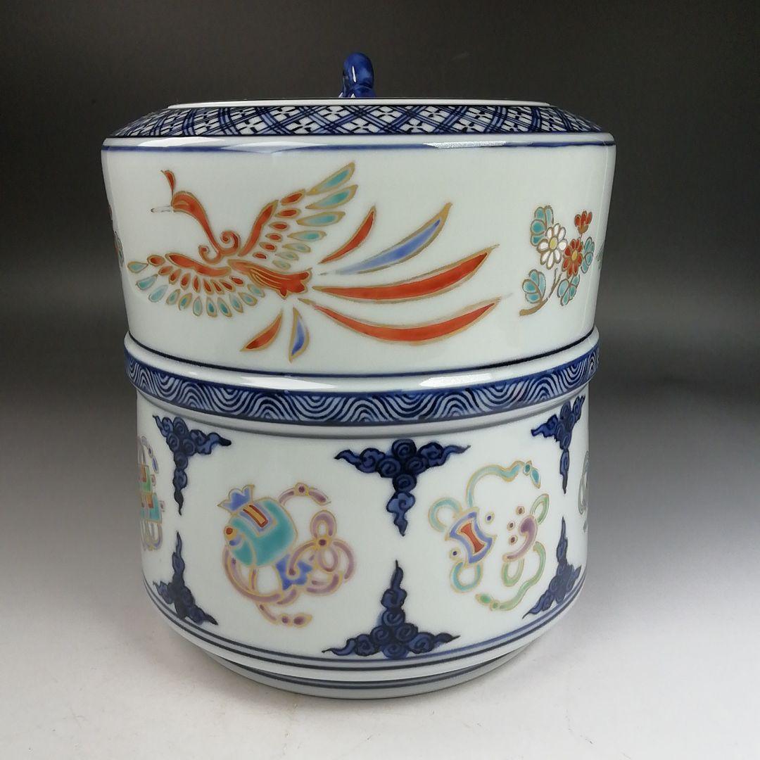 Ｗ３２９　水指　『色絵　鳳凰』『林秀峰 造』　共箱　茶道具