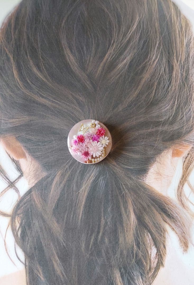 【1343】レジン　ヘアゴム　ポニーフック　ブロ―チ　ハンドメイド