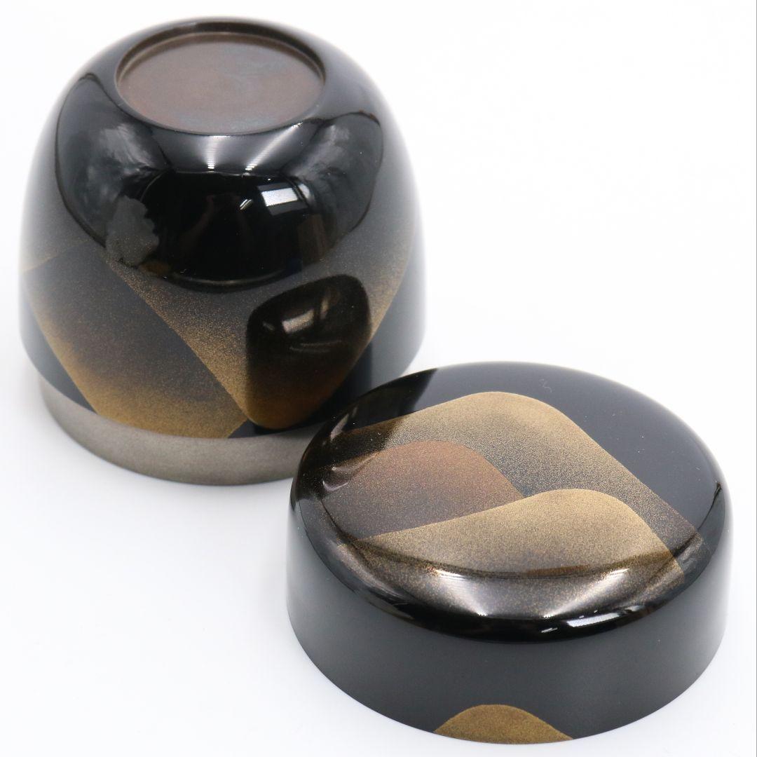 山下泰園作 遠山蒔絵 中棗 内銀溜塗 茶道具 共箱　OJ634　NT9