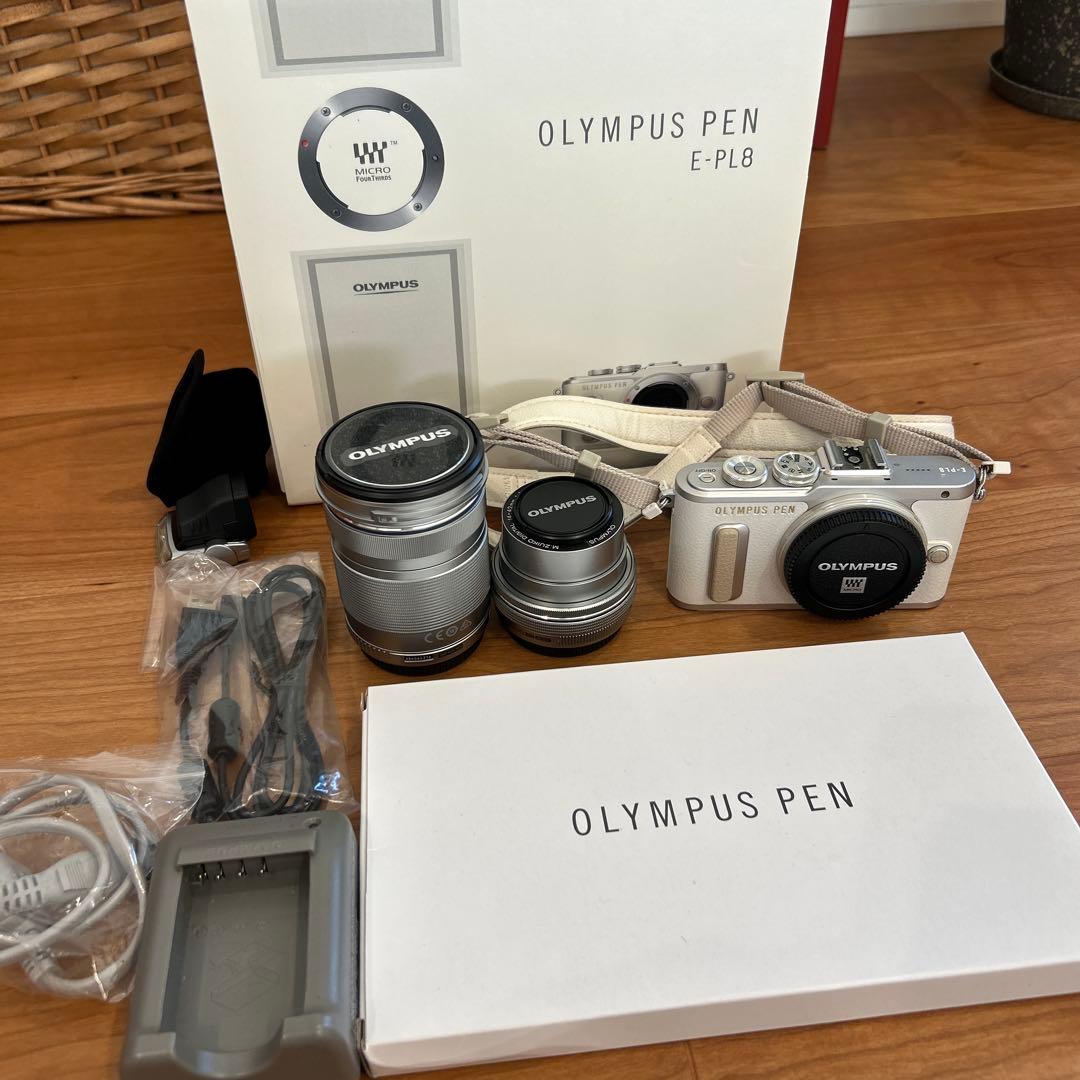 OLYMPUS PEN E-PL8 ホワイト レンズ2本付き