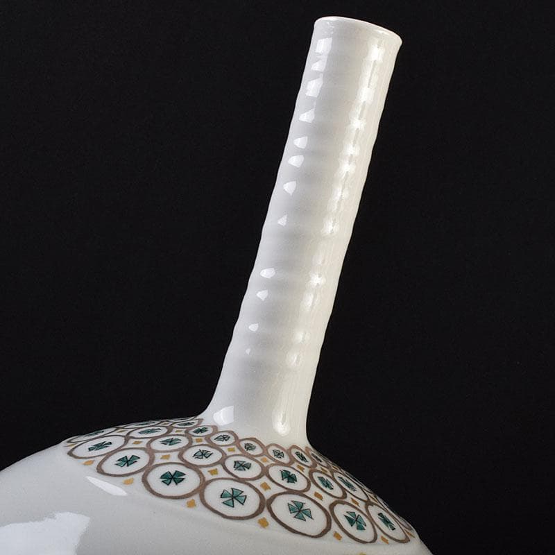 九谷焼　高聡文作　色絵鳥花文　花瓶　花入　里想　共布共箱　C　R9641H