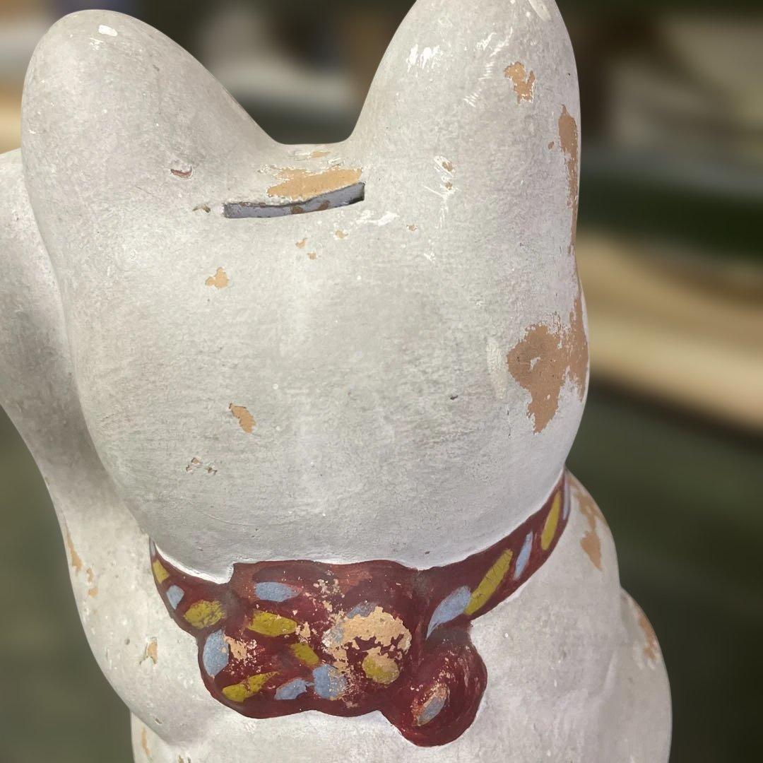 陶器製 招き猫　大正時代から昭和初期の招き猫　古い招き猫　アンティーク 歴史