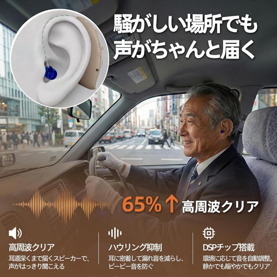 大特価❣️ 集音器 高齢者 耳掛け式，デジタルチップ搭載 白