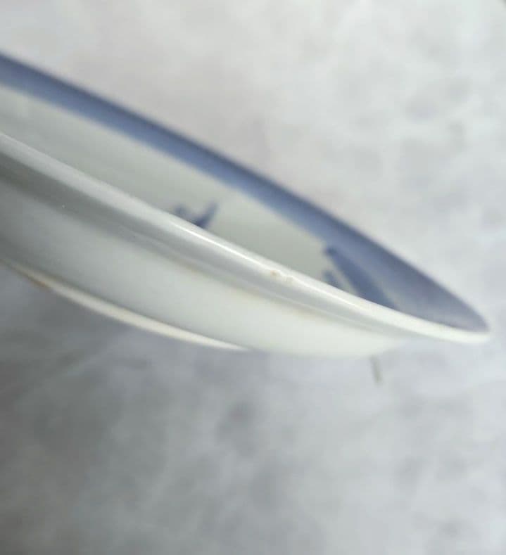 古伊万里　染付　兜皿　六寸皿　江戸　薄瑠璃　骨董　金継ぎ　アンティーク