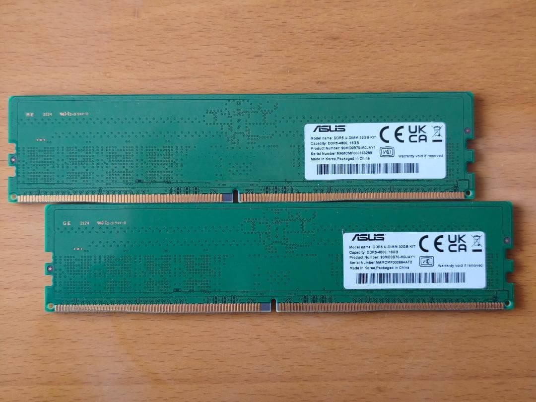 ASUS DDR5-4800 32GB（16GB x 2）U-DIMM KIT