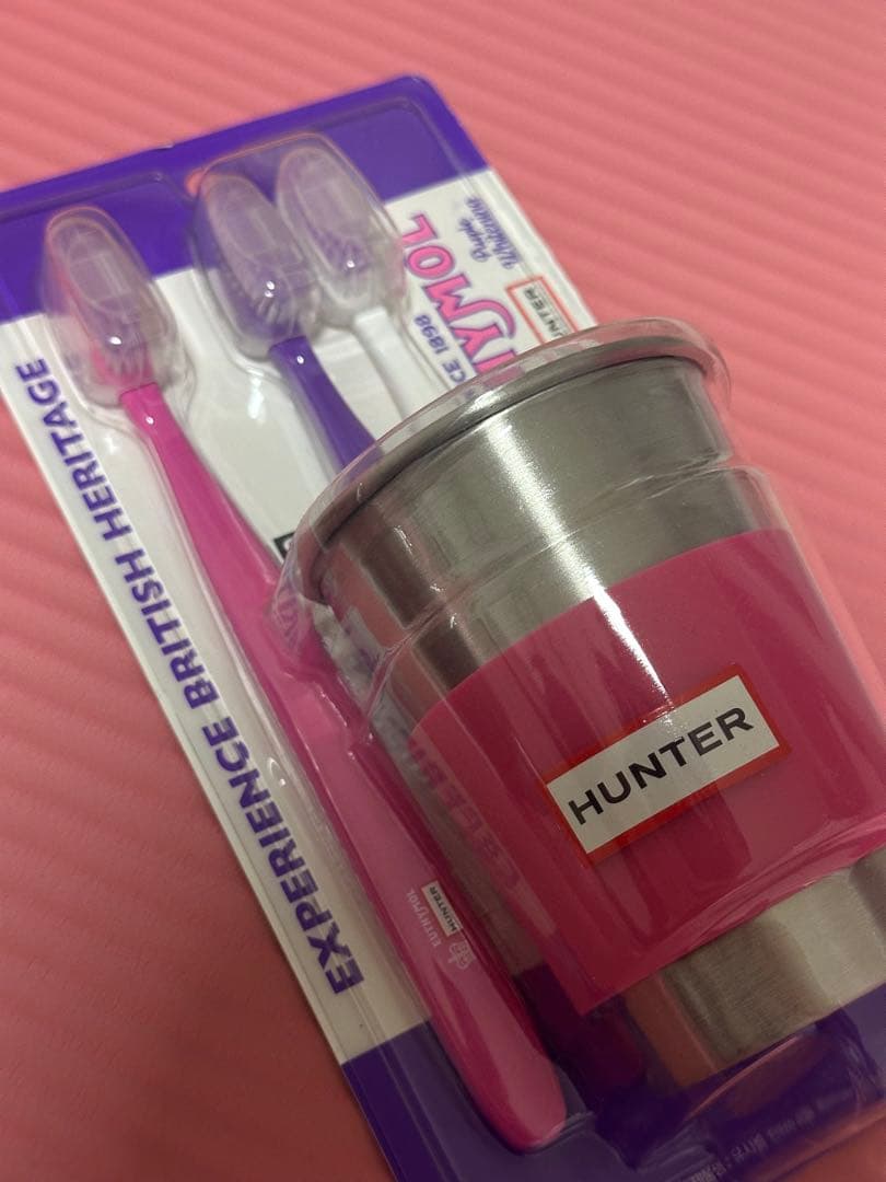 限定！2色セット　HUNTER 歯ブラシセット ステンレスカップ付き