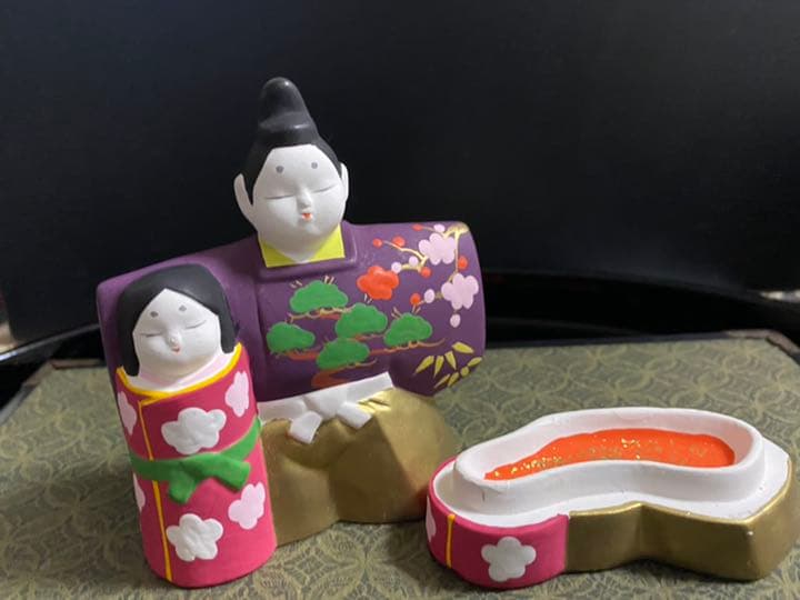①2月限定　桃の節句　ぼんぼり蓋置、雪洞蓋置、香合、輪島塗赤い茶杓、雛抹茶椀