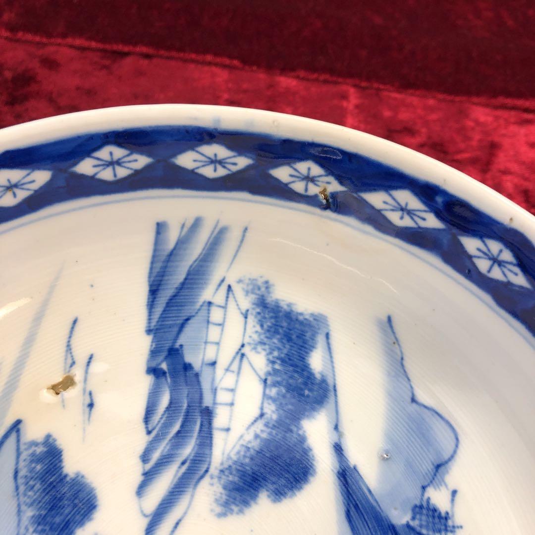 古伊万里 染付け　大鉢・中鉢　2個セット(蔵出し骨董品)