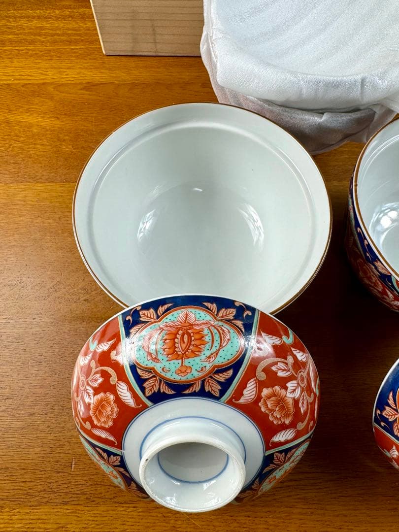 353 三洋陶器三彩亭　龍峰　円菓子碗　蓋付どんぶり　5客セット　未使用品　共箱