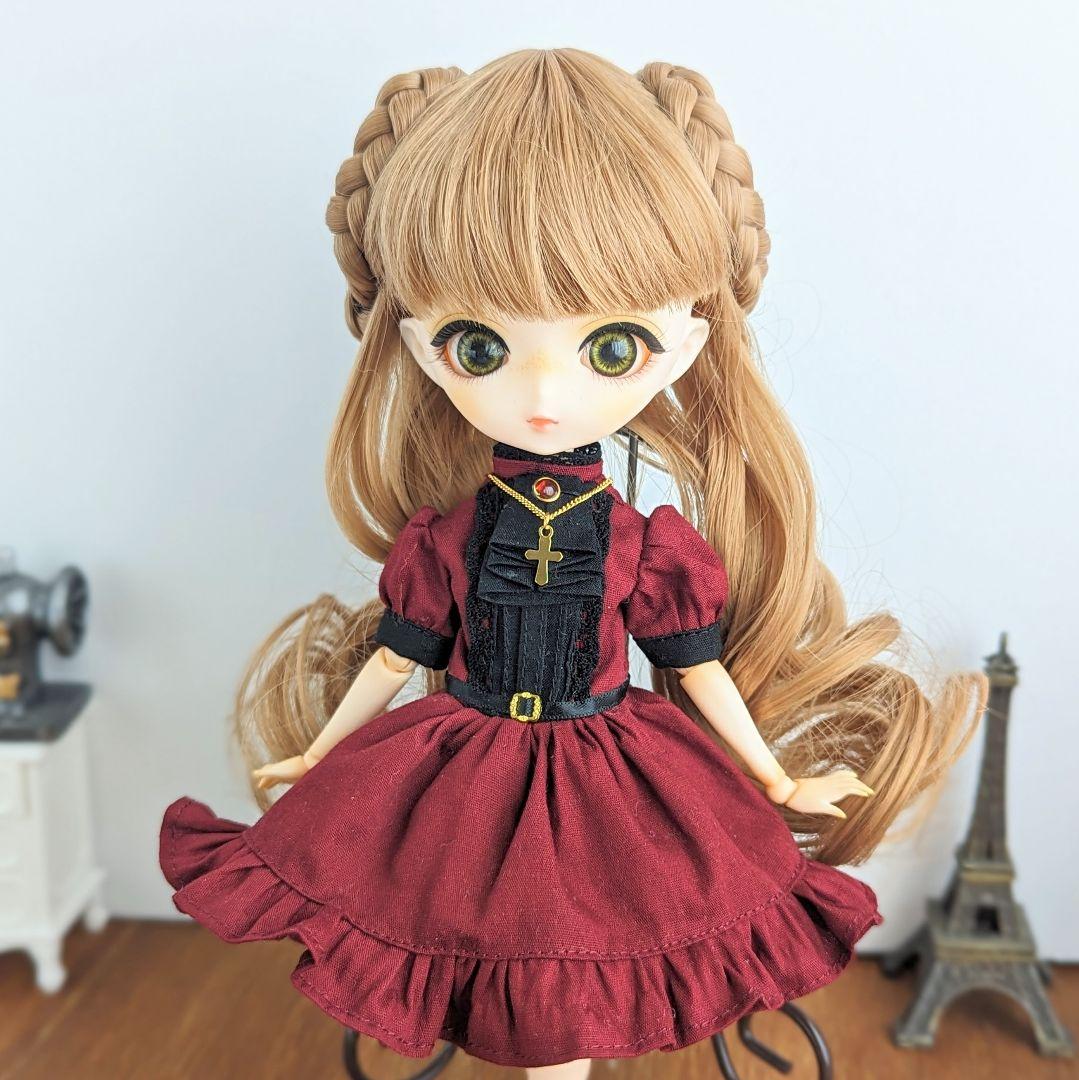 再1145※ハルモニアブルームアウトフィット※ワインレッドのクラシカルワンピース